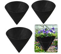 3PCS Cone Shaped Planter Basket Liners Fabric Hanging Plant Non-Woven Black Felt 12in