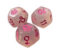 3Pcs Constellation Dices Astrology Dice for KTV Board Game Role Playing Game clear and pink 1.4 cm