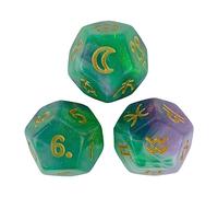 3Pcs Constellation Dices Astrology Dice for KTV Board Game Role Playing Game green and Golden 1.4 cm
