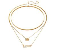 3Pcs Constellation Zodiac Layer Necklaces for Women 12 Constellation Pendant Necklace Exquisite Letter Horoscope Old English Zodiac Sign Jewelry Snake Chain Birthday Jewelry Gifts for Womens, One Size