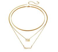 3Pcs Constellation Zodiac Layer Necklaces for Women 12 Constellation Pendant Necklace Exquisite Letter Horoscope Old English Zodiac Sign Jewelry Snake Chain Birthday Jewelry Gifts for Womens