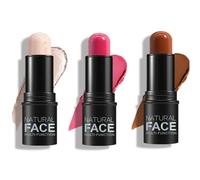 3Pcs Contour Stick Waterproof Long Lasting Highlighter Makeup Stick Lightweight Multi-use Cream Contour Buildable Face Makeup Kit for Cheeks Lips All Skin Highlighter