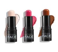 3Pcs Contour Stick Waterproof Long Lasting Highlighter Makeup Stick Lightweight Multi-use Cream Contour Buildable Face Makeup Kit for Cheeks Lips All Skin, Highlighters Luminisers