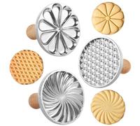 3Pcs Cookie Cutter Stamp, Christmas Personalized Biscuit Press Mold, 3 Inch Biscuit Press Cutter Mold with Wooden Handle, Cookie Decorating Supplies for DIY Baking