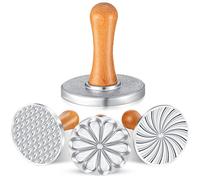 3Pcs Cookie Stamps Metal Press Mold with Wooden Handle for DIY Baking