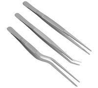 3PCS Cooking Tweezers Set, Stainless Steel Kitchen Tweezers for Cooking, Precision Craft, Food Presentation, Plating, Baking Decoration and Design Styling, Straight, Elbow, Gun Head (16 cm/6.3 inches)
