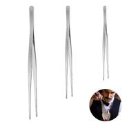 3PCS Cooking Tweezers Tongs, 20CM 25CM 30CM Straight Tweezers Kitchen Tools with Precision Serrated Tips Multi-Purpose Fine Chef Tweezers Stainless Steel Food Tweezers Set for Cooking Baking Barbecue