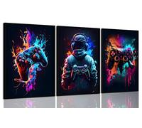 3Pcs Cool Gaming Wall Art Retro Video Game watercolor Posters Pictures Colorful Neon Gamepad Canvas Painting Prints for Boys Room Kids Game Room Accessories Bedroom Home Decoration Unframed (Colorful,