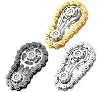 3pcs Cool Sprockets Fidget Chain Age 3+, Assemble Ring Toys for Kids Adults, Metal Fidgeting Sensory Bike Chain Gears Cube, Stress Relief Hand Finger Spinner Desk Office