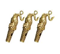 3pcs Copper Elephant Shaped Emergency Whistle for Outdoor Keychain Use | Car Key Pendant, Referee Use, Golden Finish, Deafening Loud Sound, Crisp High Tones