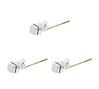 3pcs Copper Toilet Flush Tank Button, Universal Side Mount Flush Handle Replacement for Home Use, Durable Silver Finish, Easy Installation for Common Toilet Tanks