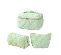 3Pcs Coquette Makeup Bag - Quilted Cosmetic Bag Makeup Bags Set,Travel Portable Large Down Water Proof Cosmetic Bags Bathroom Coquette Toiletries Organiser for Women (Green)