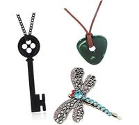 3PCS Coraline Accessories Coraline Necklaces|Key Necklaces|Dragonfly Hair Clip for Women Men, Coraline Jewelry for Women Men and Fans