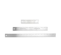 3pcs Cork Back Metal Rulers, Stainless Steel Rulers with Non Slip Cork Backing, Straight Edge Measuring Tool for Students Artists Engineers, Includes 3 Sizes with Hanging Hole Desi