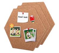 3Pcs Cork Bulletin Board Hexagon, Self Adhesive Corkboard Tiles for Walls Mini Wall Bulletin Boards Thick Tack Boards Hexagon Pin Board for Home Office School Decor Memos Photos Display