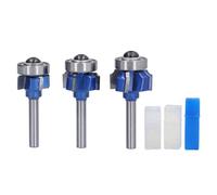 3Pcs Corner Round Bit Set, 4 Flute Woodworking Milling Cutter with 6mm Shank R1 R2 R3, Trimming Router Bit for Electric Wood Milling Machine and Vertical Router