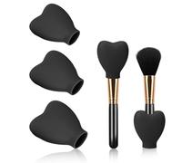 3Pcs Cosmetic Brush Protectors, Silicone Make up Brush Protective Protector Sleeves Dustproof Cosmetic Brushes Guards Caps Brush Holders for Travel and Daily Storage Organizer(Black)
