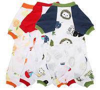 3pcs Cotton Cartoon Pet Pajamas, Dog Clothes Jumpsuits for Small Medium Dogs, Cute Puppy Pajamas with Animal Fruit Print, Soft Skin Friendly Pet Sleepwear for Daily (L)