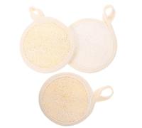 3pcs Cotton Linen Bath Scrubbing Cloth, Hangable Beige | Space Saving Design, Removes Dead Skin Cells, Bathing Use, Colour Difference Note