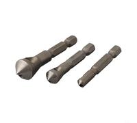 3pcs Countersink Deburring Drill Bit Set | HSS Taper Hole with Hex Shank for Wood Metal Plastic Acrylic PVC, Chamfering Tool for Cross Holes Deep
