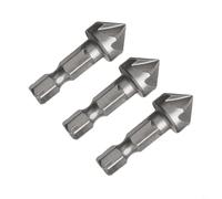 3pcs Countersink Drill Bits 6.35mm Hex Shank 6 Flute Chamfer Bits for Burr Removal in Wood, Plastic and Soft Metal, 90 Degree Angle