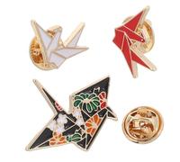 3Pcs Creative Alloy Brooch Cartoon Paper Cranes Breastpin for Clothing Accessories Red White Black Unique for Casual and Formal Events