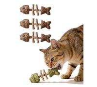 3PCS - Creative Fish Bone Cat Toy, Fix Your Cat’s Dental Health Durable Feline Tooth Care Tool Natural Fishbone Cat Dental Toy Wooden Catnip Teeth Cleaning Stick (Gall fruit flavor)
