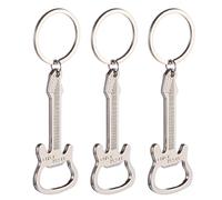 3pcs Creative Guitar Metal Bottle Opener Keyring in Silver