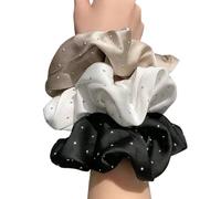3PCS Creative Hair Accessory With Rhinestones Detail And French Design Ponytail Holder Decorations For Women Adjustable Ties