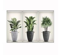 3Pcs Creative PVC Plants Potted Wall Stickers Greenery Bonsai 3D Decal for Livingroom Bedroom Home Decoration 22x43cm(Style 4)