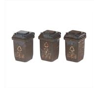 3Pcs Creative Trash Can Miniature Mini Trash Bin Sorting Bucket Scene Ornament, Mini Aged-Style Garbage Can Accessories Dollhouse Decorative Model 1/87 Scale Landscape Design Elements