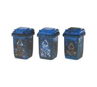3Pcs Creative Trash Can Miniature Mini Trash Bin Sorting Bucket Scene Ornament, Mini Aged-Style Garbage Can Accessories Dollhouse Decorative Model 1/87 Scale Landscape Design Elements