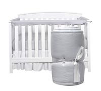 3PCS Crib Bumpers Padded Baby Crib Rail Cover Protector for Chewing Crib Teething Guard Padded Cot Rail Wrap for Side Front Rails Grey