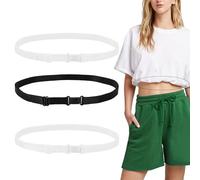 3pcs Crop Tuck Band, Adjustable Elastic Band for Women's Crop Top Transform Your Style (Black + White)