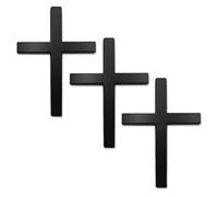 3PCS Cross Car Decal, Self Adhesive Metal Jesus Cross Stickers for Car Body, Trunk, Tailgate, and Side Decoration - 3D Alloy Cross Emblem, Scratch Covering Automotive Accessory (2.5''×1.8'')
