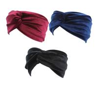 3pcs Cross Sports Headbands for Women, Flocking Elastic | Cloth Headwrap Set, Black Navy Burgundy Mix, Adjustable Design, Convenient Wear for Daily Use
