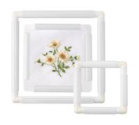 3Pcs Cross Stitch Frame,Square Embroidery Hoops Embroidery Clip Frame Universal Clip for Craft Sewing DIY Art Craft Cross-Stitch Cross Stitch Hoop Ring (White)