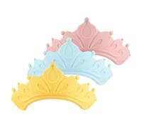 3pcs Crown Shower Cap Shield for Hair Washing, Adjustable PP Tpe | Gentle on Ears, Water Blocking Design, for Bath Time, Use, Yellow Blue Pink