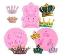 3PCS Crown Silicone Mold, 3D Mini Chocolate Molding for Crafts Silicone Princess Crown Fondant Mold Set for Baking, Candy Molds for Wax Melts Birthday Cake Decoration