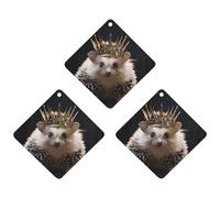 3PCS Crown with Hedgehog Car Air Freshener Hanging Scented Cards Cute Gray Car Fresheners Long Lasting New Cars Scents for Women Men Natural Air Freshener with Lanyard Automotive Freshies