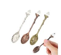 3PCS Crystal Carved Coffee Scoop for Mug Drinks, Decorative Dessert Coffee Spoons, Elegant Matcha Spoon and Powder Scoop for Ice Cream, Sugar, Tea, Tableware for Home Office Party Supplies