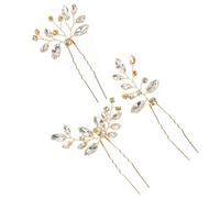 3pcs Crystal Hair Pins for Wedding Elegant Golden Metal Set | Bridal Headdress for Bride and Bridesmaids, Secure Hold for Special Events, Comfortable Wear with Luxe Finish