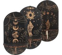 3pcs Crystal Wall Shelf Wood Wall-Mounted Crystal Display Moon Stand Moon Sun Healing Stones Holder Witchy for Women