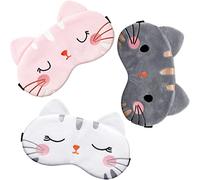 3PCS Cute Cartoon Cat Sleep Eye Mask Set - Soft Lightweight Fabric, Unisex for Women, Men & Kids (Kitten Style)