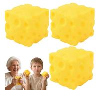 3pcs Cute Cheese Squishy Toy 5cm，Soft & Stretchy Simulation Food Stress Relief Toy, Unbreakable Sensory Fidget Squeeze Ball, Gift Birthday for Little Girls, Kids & Adults, Party (3, Cheese-4*4cm)