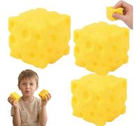 3pcs Cute Cheese Squishy Toy 5cm，Soft & Stretchy Simulation Food Stress Relief Toy, Unbreakable Sensory Fidget Squeeze Ball, Gift Birthday for Little Girls, Kids & Adults, Party (3, Cheese-5*5cm)