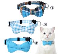 3Pcs Cute Cotton Kitten Collar with Removable Bow Tie and Bell, Adjustable Cat Breakaway Collar, Soft Bowtie Dog Collars Pattern Accessories for Small Medium Large Pet