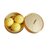 3Pcs Cute Dumpling Squishy Toys - Mini Animal Round Dumpling Toy, Soft Slow-Rise Sensory Squeeze Toys for Stress Relief, Party Bag Fillers, Squishy Toy Novelty Gift for Birthday, Party (Chick)