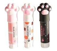 3PCS Cute Glue Sticks, Cat Claw Shaped 3.9x0.8 Inch Solids Glue Sticks for School Quick Stick Coloured, Non Toxic Kawaii Stationery for Kids