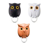 3PCS Cute Night Owl Keyring Holder - Magnetic Key Hooks with Auto Open Close Eyes, Wall Mounted Keychain Hanger